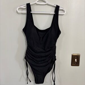 J.crew black cinched rouched one piece swimsuit size 18